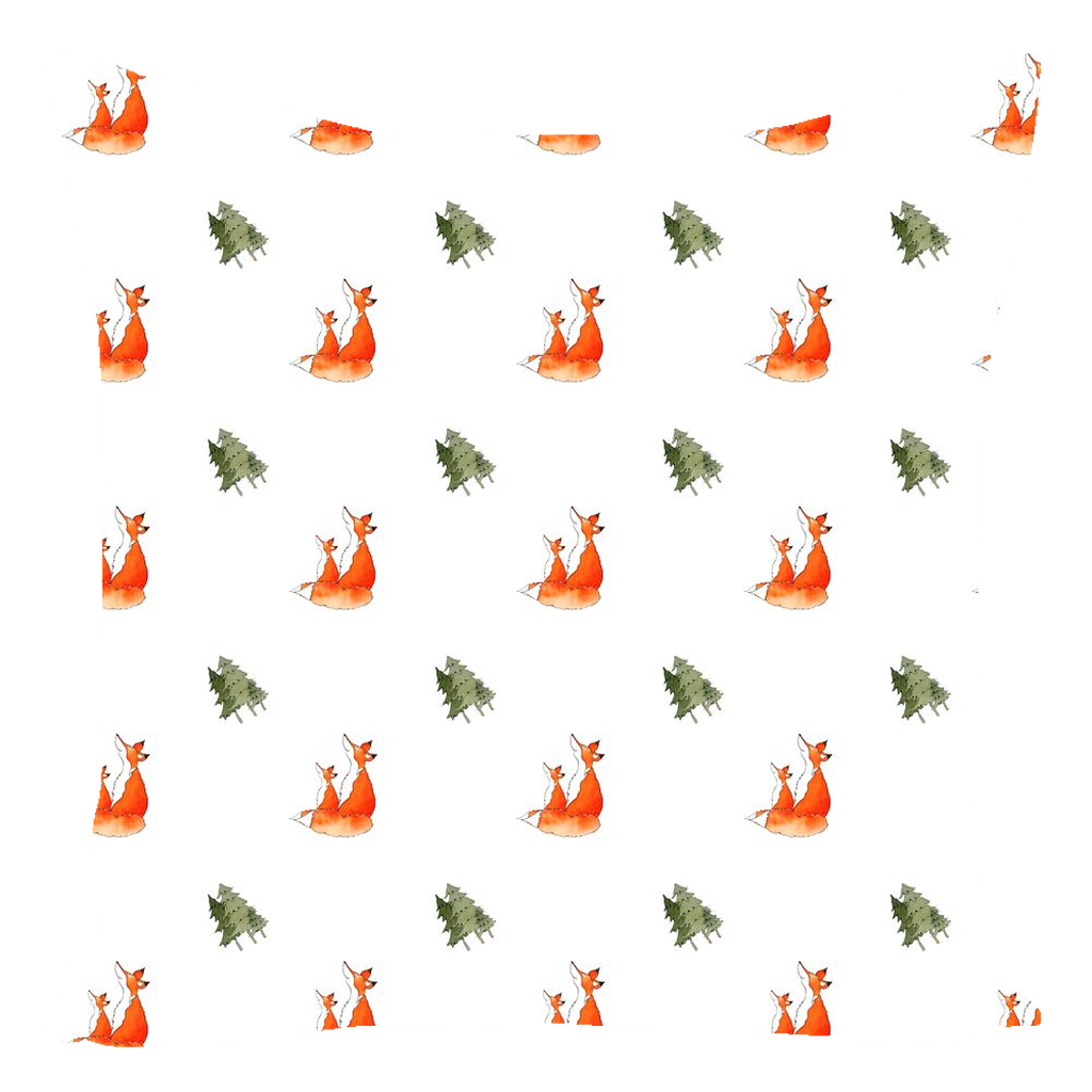 Fox and Trees Pattern (White)