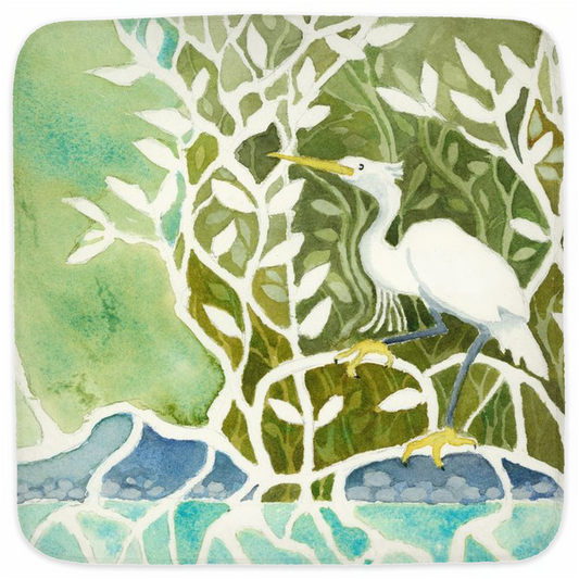 Snowy Egret Mangrove  Hooded Baby Towel