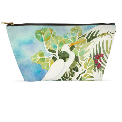 Snowy Egret and Gecko Accessory Pouch