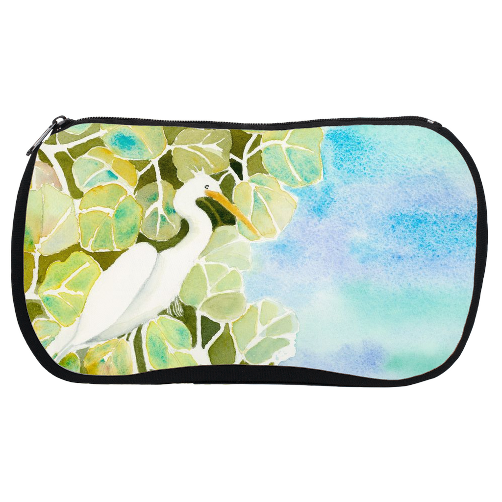 Snowy Egret and Sea Grapes Cosmetic Bag