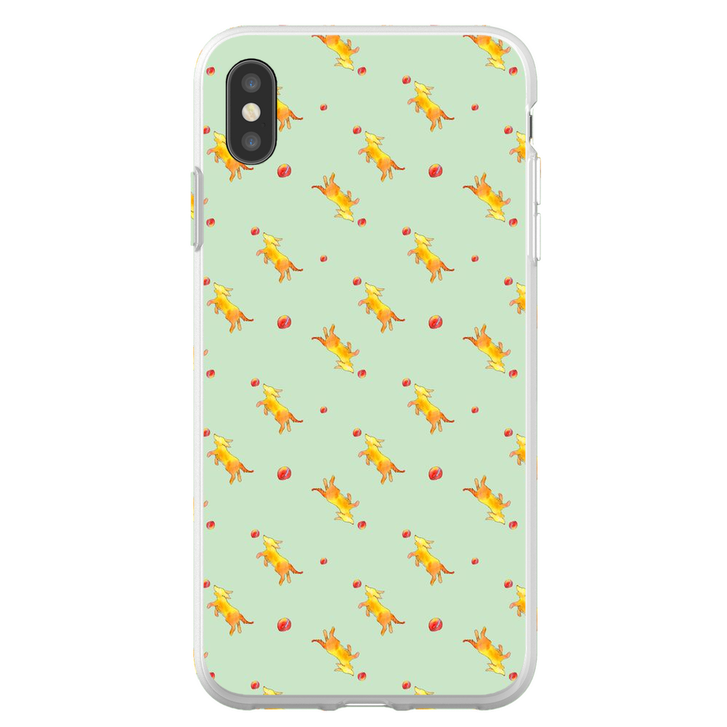 Playful Puppy  Pattern  iPhone Case (Green)