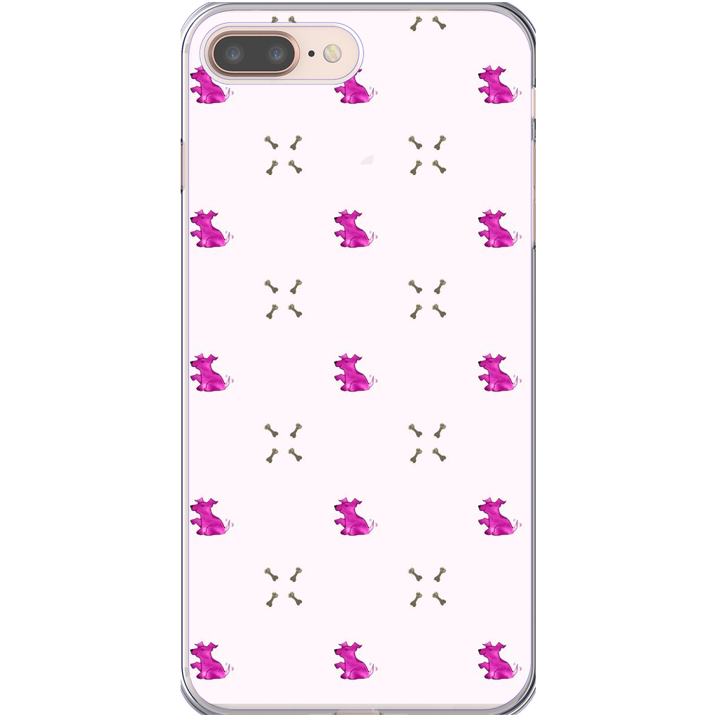 Simple Dog and Bone Pattern I Phone Case (Pink)