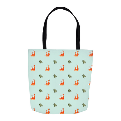 Fox and Trees Tote Bag (Light Green)