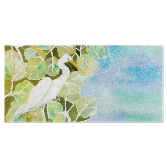 Snowy Egret and Sea Grapes Beach Towel