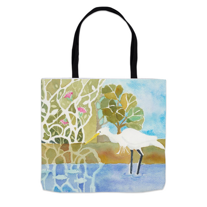 Snowy Egret Fishing Tote Bag