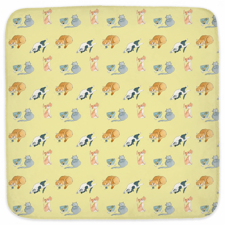 Catss Pattern Hooded Baby Towel (Yellow)