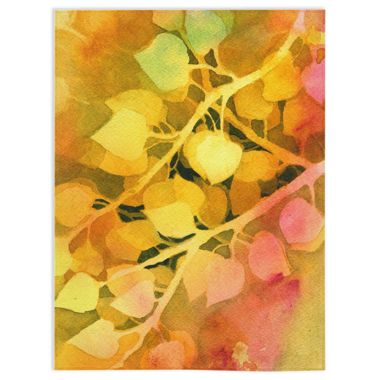 Golden Aspen Leaves Minky Blankets