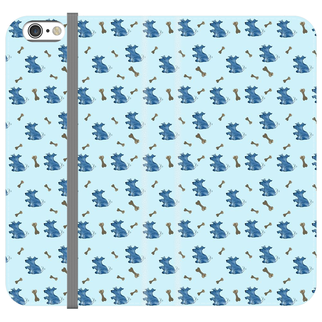Simple Dog and Bone Pattern I Phone Case (Blue)