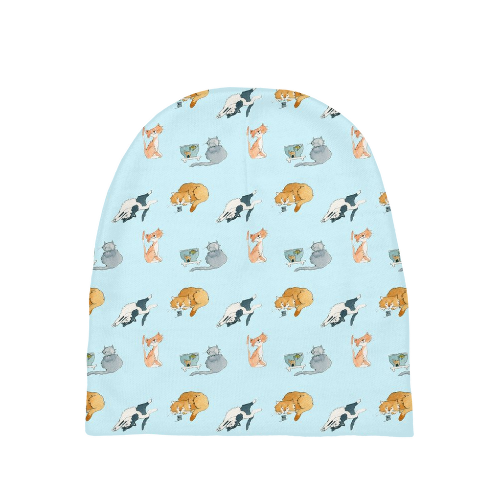 Cats Pattern Baby Beanie (Blue)