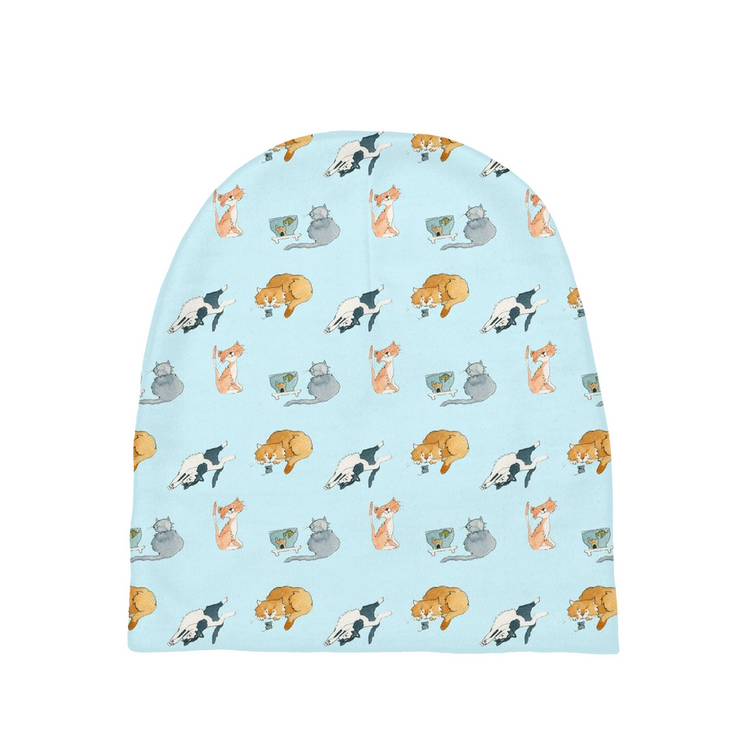 Cats Pattern Baby Beanie (Blue)