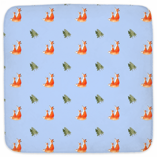 Fox and Trees Pattern Hooded Baby Towel (Blue)