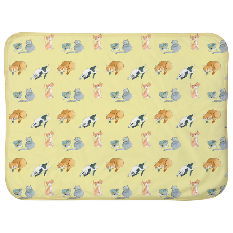 Cats Pattern Baby Sherpa Blanket (Yellow)