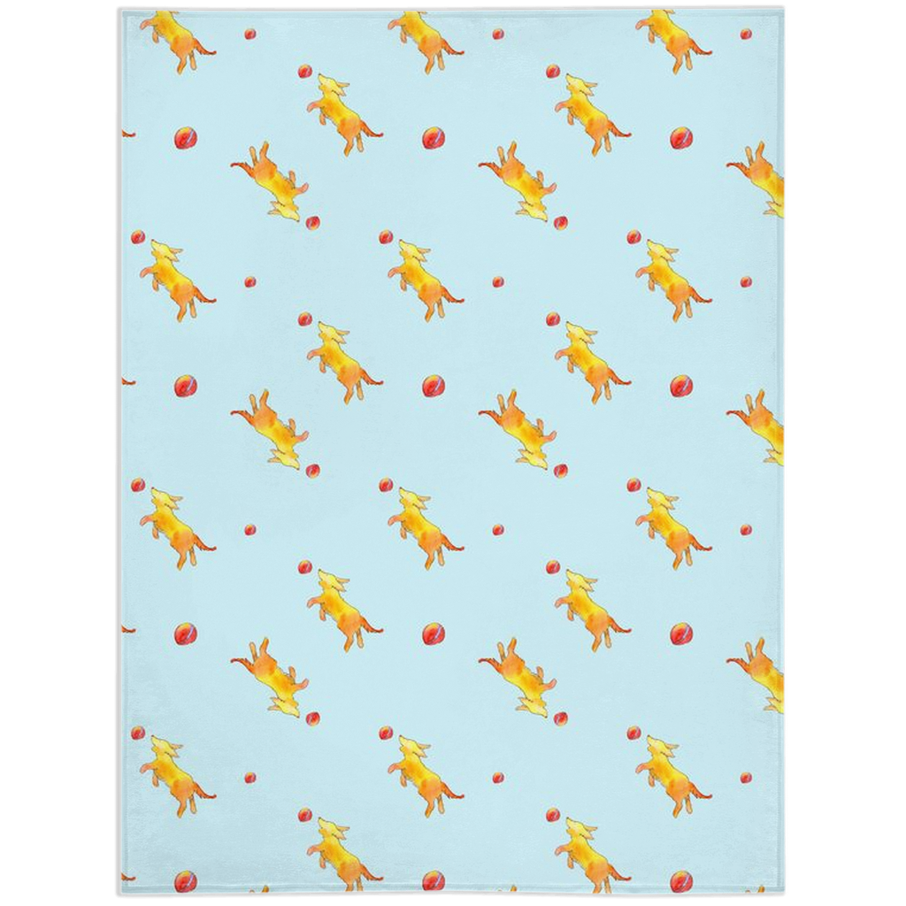 Playful Puppy Pattern Minky Blanket ( Blue)