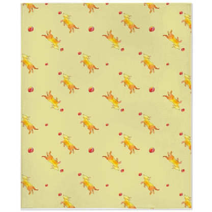 Playful Puppy Pattern Minky Blanket  (Yellow)