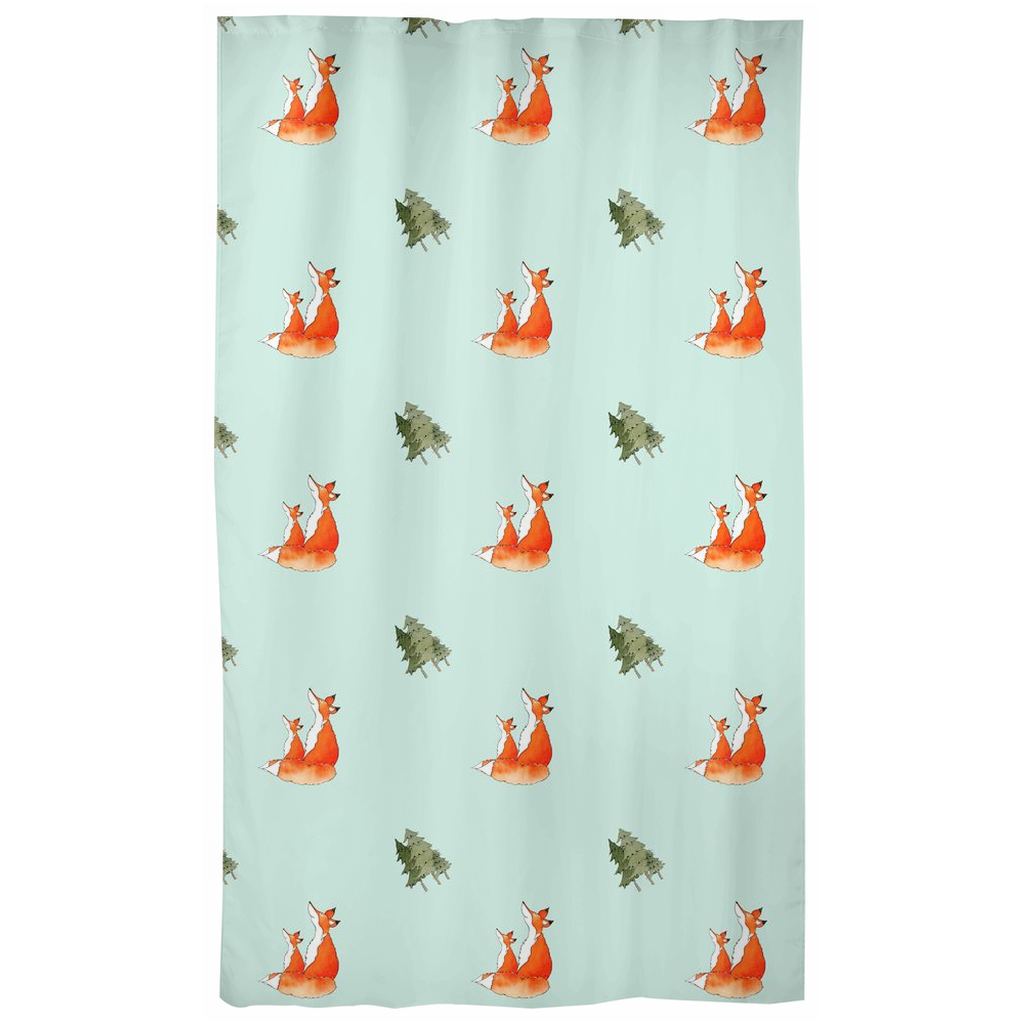 Fox and Trees Curtains (Green)