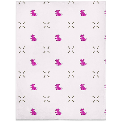 Dog and Diamond Bone Pattern Minky Blanket (Pink)