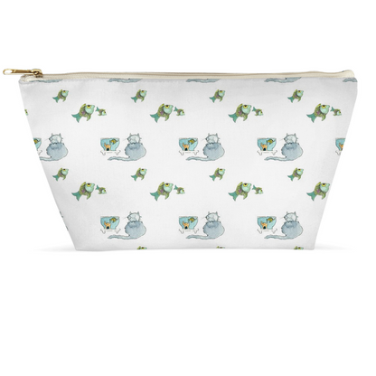 Cat and Fish Pattern Accessory Pouch