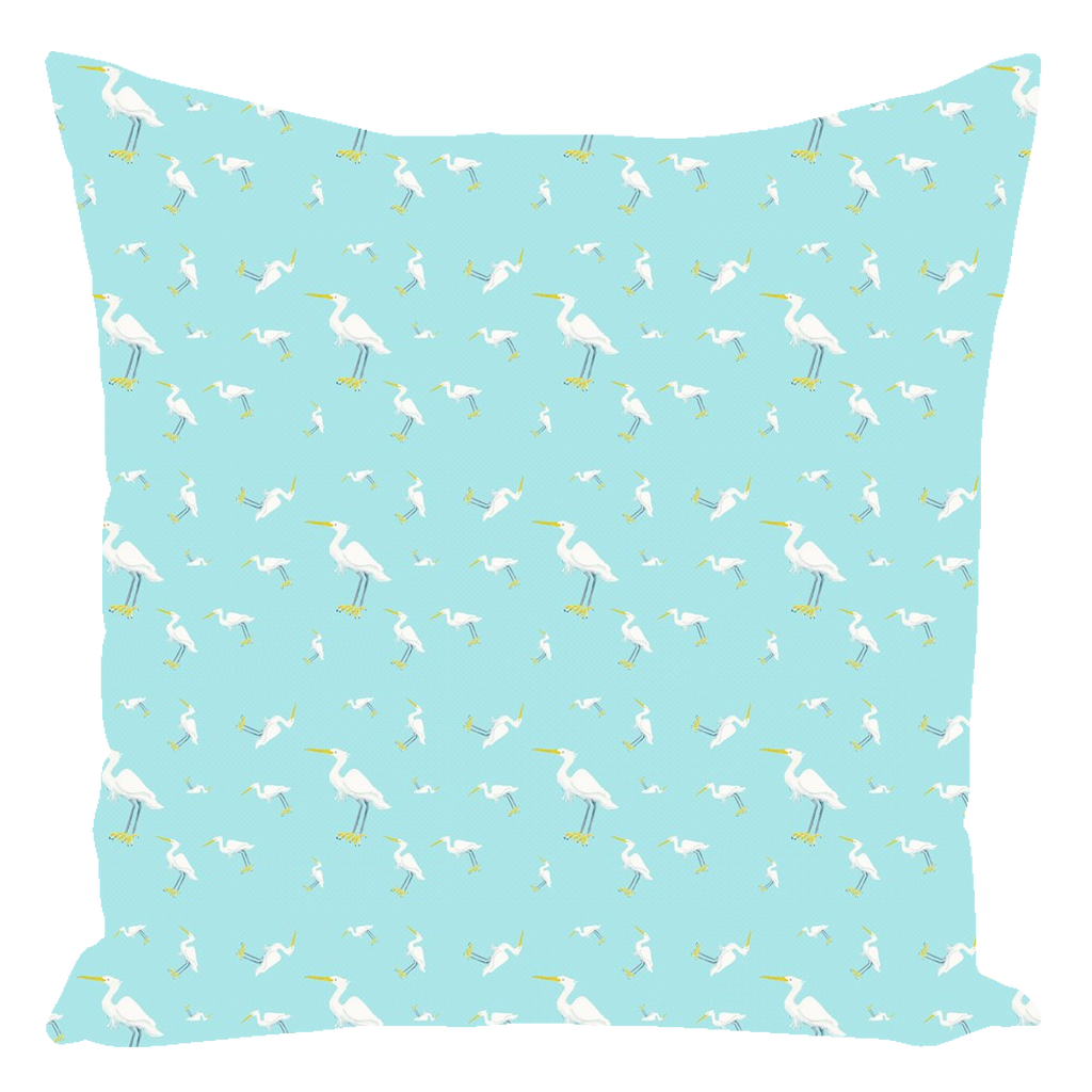 Snowy Egret Pattern Throw Pillow