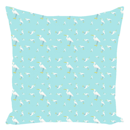 Snowy Egret Pattern Throw Pillow