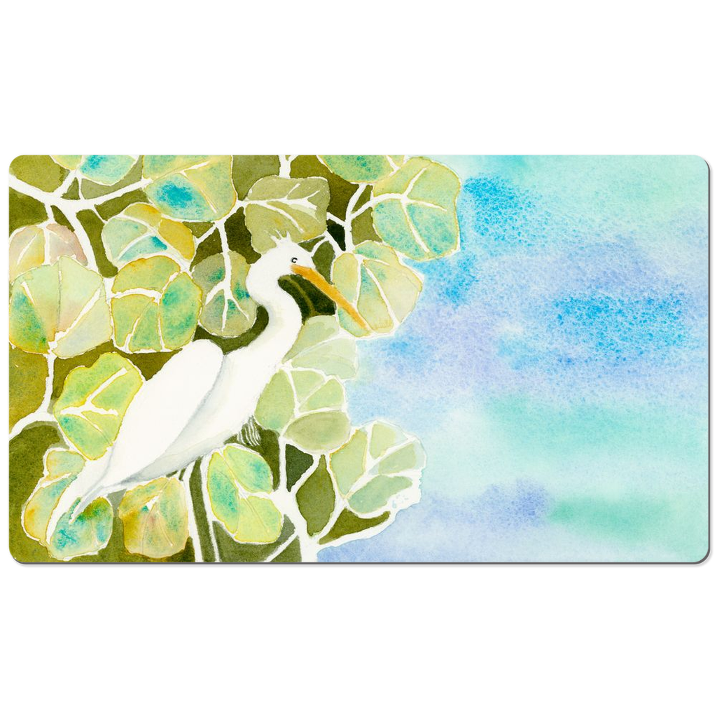 Snowy Egret and Sea Grapes Desk Mat