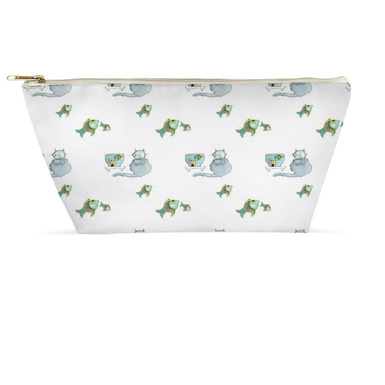 Cat and Fish Pattern Accessory Pouch