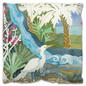 Snowy Egret Waterfall  2 Side Design Outdoor Pillow