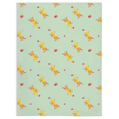 Playful Puppy Pattern Minky Blanket ( Green)