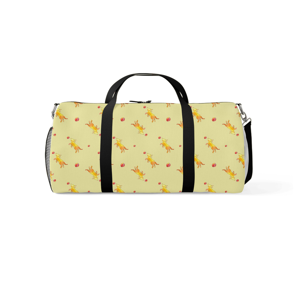 Playful Puppy Pattern Duffle Bag (Yellow)