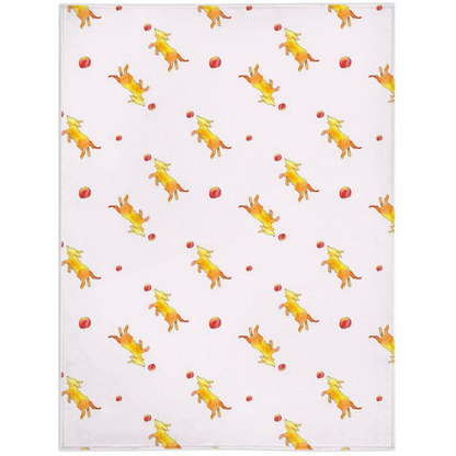 Playful Puppy Pattern Minky Blanket  (Pink)