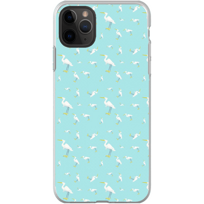 Snowy Egret  Pattern  iPhone Case (Blue)