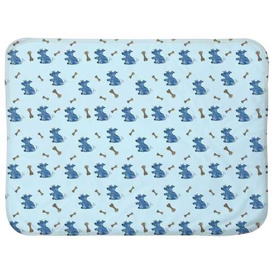 Simple Dog and Bone Baby Sherpa Blanket (Blue)