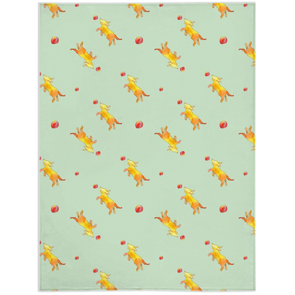 Playful Puppy Pattern Minky Blanket ( Green)