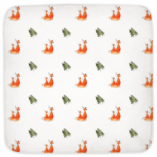 Fox n Trees Pattern Hooded Baby Towel (white)