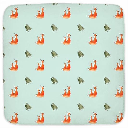 Fox and Trees Pattern Hooded Baby Towel (Green)