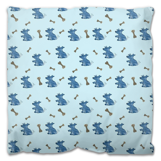 Simple Dog and Bone Pattern Outdoor Pillow ( Blue)