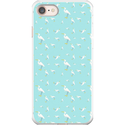 Snowy Egret  Pattern  iPhone Case (Blue)