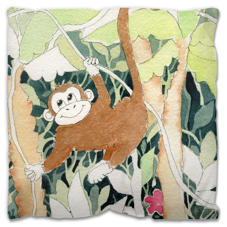 Jungle Monkey Outdoor Pillow