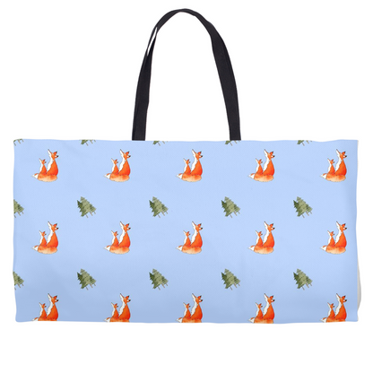 Fox and Trees Weekender Tote (Blue)