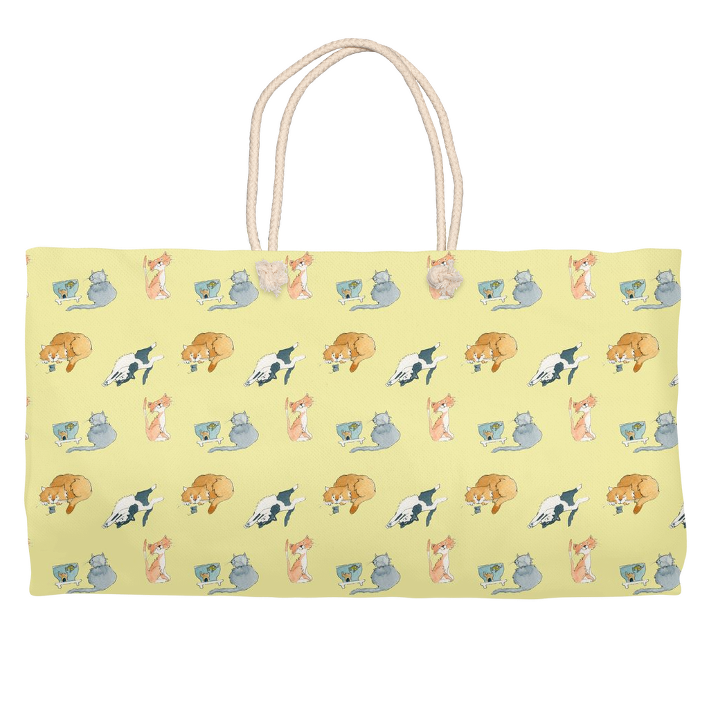 Cats Pattern Weekender Tote (Yellow)