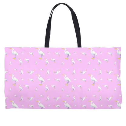 Snowy Egret Pattern Weekender Tote (Pink)