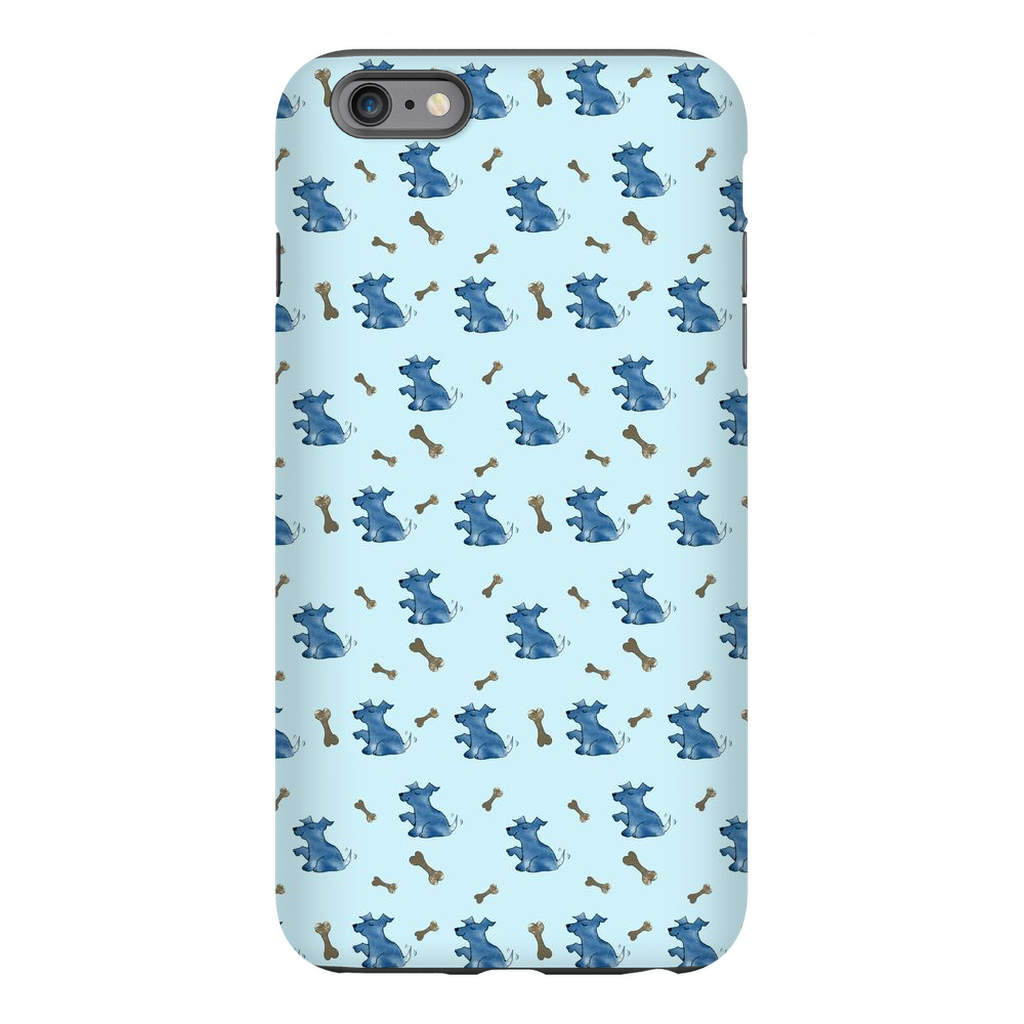 Simple Dog and Bone Pattern I Phone Case (Blue)