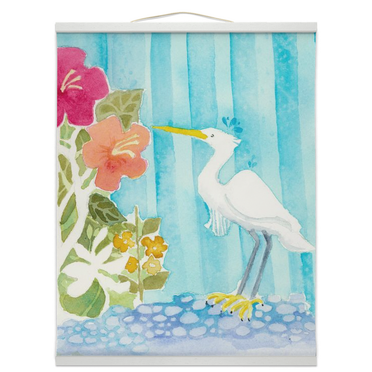 Snowy Egret Hanging Canvas Print