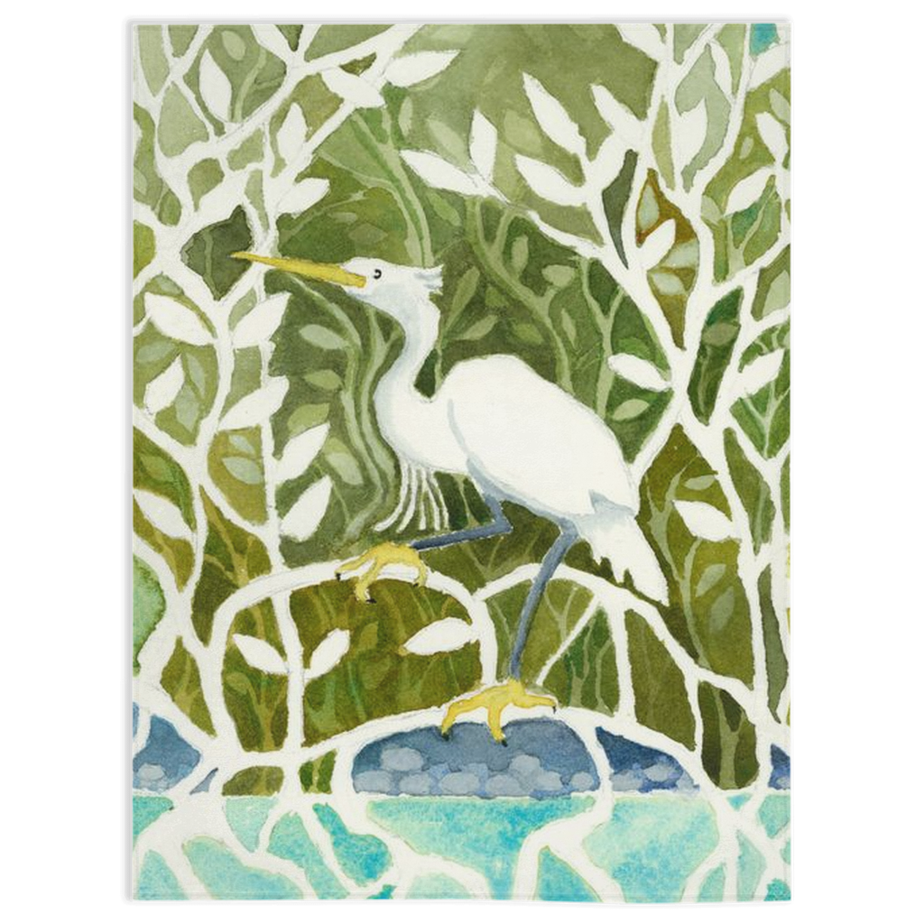 Snowy Egret  Mangrove Minky Blanket