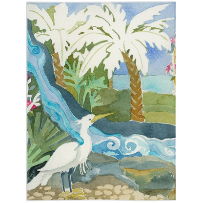 Snowy Egret Waterfall  Minky Blanket