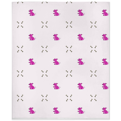 Dog and Diamond Bone Pattern Minky Blanket (Pink)