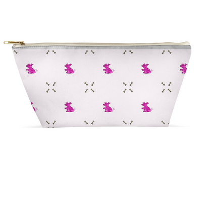 Simple Dog and Bone Pattern Accessory Pouch (Pink)