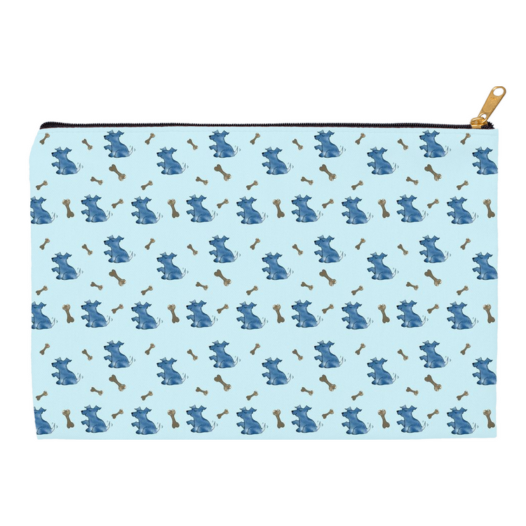 Simple Dog and Bone Pattern Accessory Pouch (Blue)