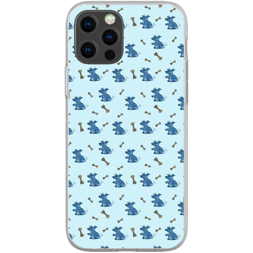 Simple Dog and Bone Pattern I Phone Case (Blue)