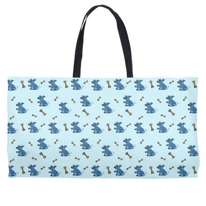 Simple Dog and Bone Pattern Weekender Tote ( Blue)