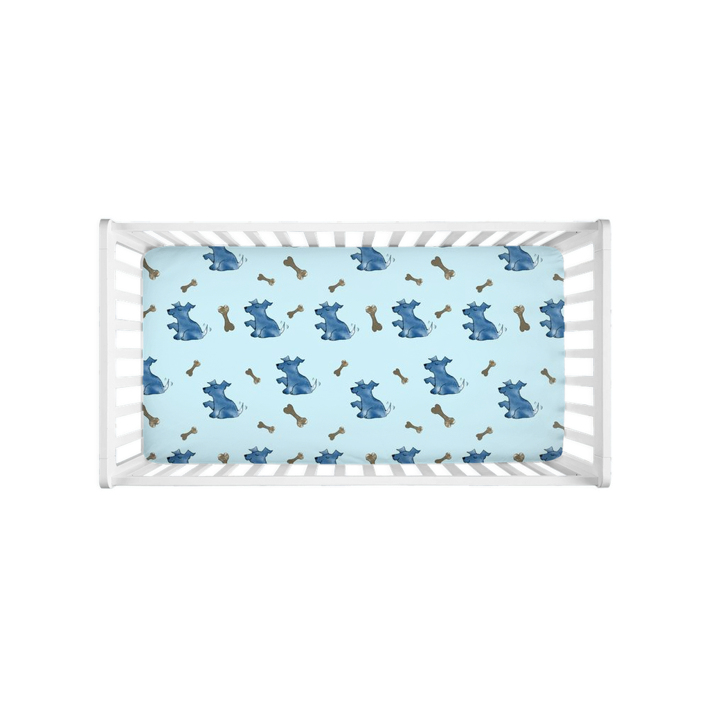Simple Dog and Bone Pattern Crib Sheet (Blue))